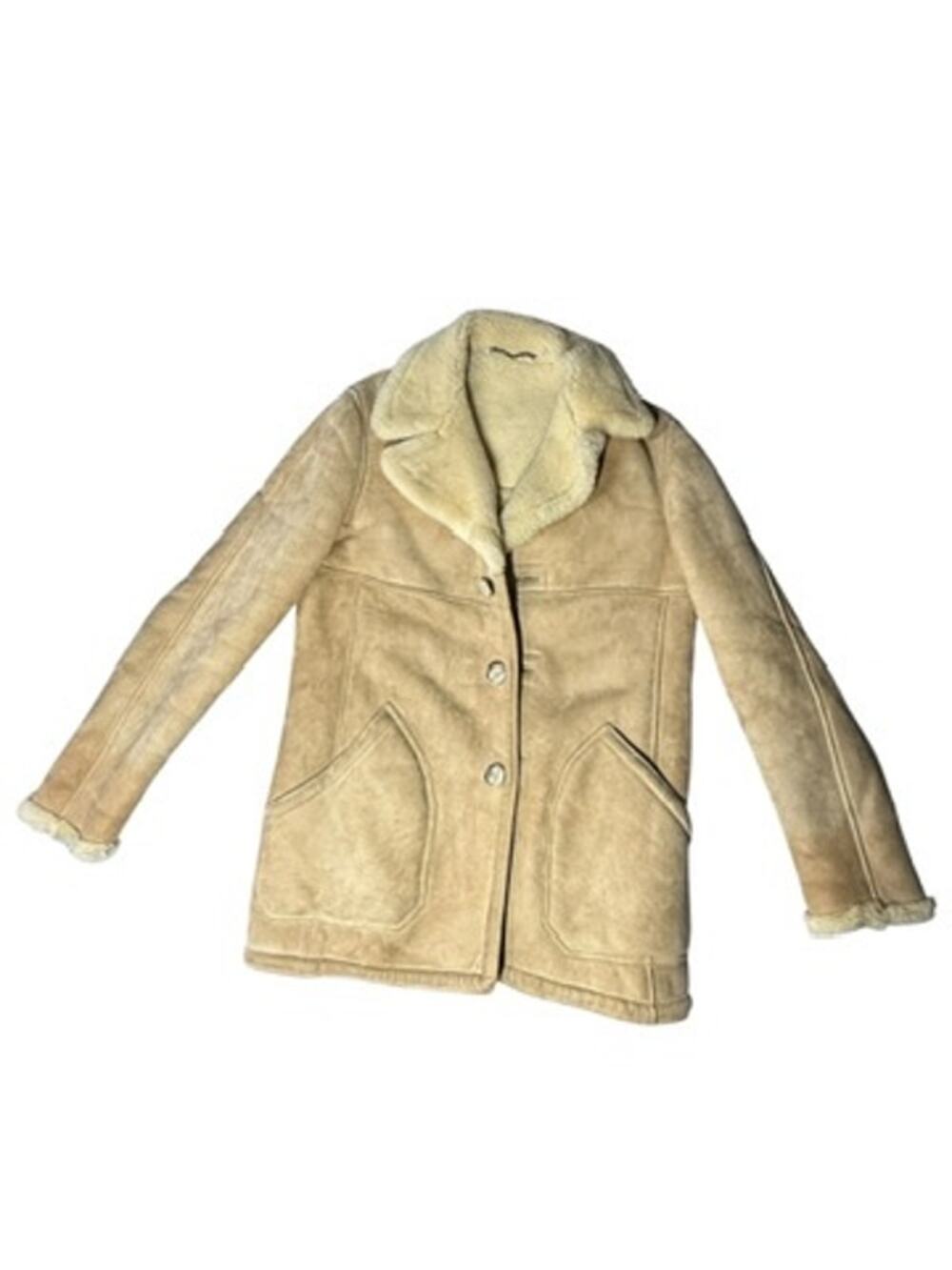 Vintage 70s Brooks Brothers Sheepskin Suede Shearling Rancher Coat Men's Large